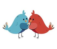 Two birds are holding hands and one is looking at the other vector