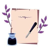 A paper with ink and a fountain pen on it vector