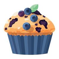 A blueberry muffin with blueberries on top vector