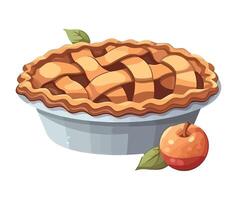 Apple pie with a slice of apple and a slice of pie vector
