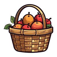 Basket with apples illustration vector