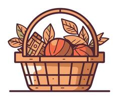 A basket full of apples and other items vector