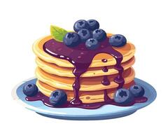 A stack of pancakes with blueberries on top vector