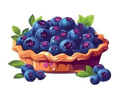 Blueberry pie with fresh blueberries on a white background vector