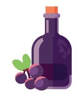 A bottle of purple currant juice with berries vector