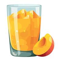 A glass of peach juice with a slice of peach vector