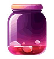 A jar with pink liquid inside on a white background vector