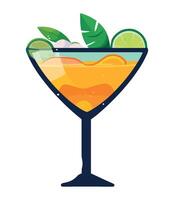 Cocktail illustration with orange, lime and mint vector