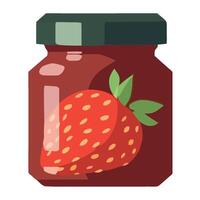 A jar of strawberry jam on a white background vector
