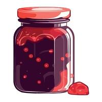 Jar of jam with red berries illustration vector