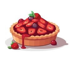 Strawberry pie with berries and berries on top vector