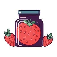 A jar of strawberries with a strawberry inside vector