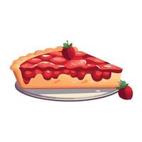 Strawberry pie with strawberry sauce illustration vector