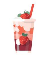 Strawberry milkshake with strawberry ice cream and strawberry topping vector