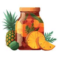 A jar of fruit and vegetables with a pineapple vector