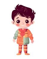 A cartoon boy in a colorful sweater vector