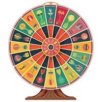 A wheel of fortune with many different symbols vector