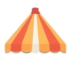 An orange and white tent with a red stripe vector
