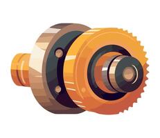 A gear with a large orange wheel on it vector