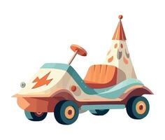 A cartoon car with a cone on top vector