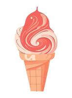 Ice cream in a waffle cone illustration vector