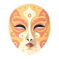 A mask with a face on it in a flat style vector
