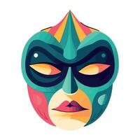 A colorful mask with a face on it vector