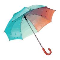 An open umbrella with a red handle vector