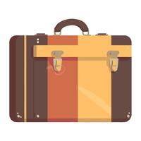 A suitcase with a brown, orange and yellow stripe vector