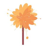 A cartoon tree with orange splashes on it vector