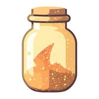 A jar with sand and a fish inside vector