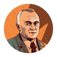 A man in a suit and tie is shown in a circle vector