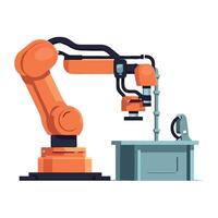 Robotic arm and machine on white background vector