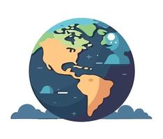 Earth globe with clouds and mountains illustration vector
