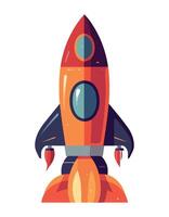 An orange and blue rocket ship on a white background vector