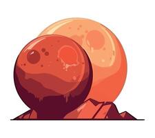 Cartoon illustration of mars with two moons vector