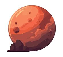 An illustration of a red planet with rocks and clouds vector