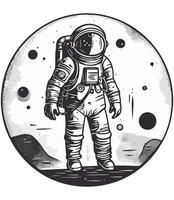 An astronaut in space with a planet in the background vector