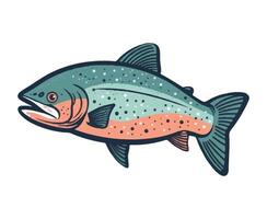 A trout fish with a red and blue color scheme vector