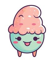 A cartoon ice cream cone with a smile vector