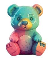 A colorful teddy bear sitting on a white background vector