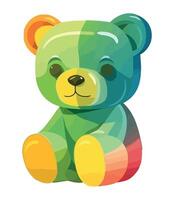 A colorful teddy bear sitting on a white background vector