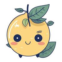 A cartoon lemon with a leaf on it vector
