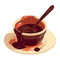 Chocolate sauce in a bowl with a spoon vector
