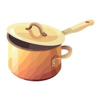 Pot with lid and handle on white background vector