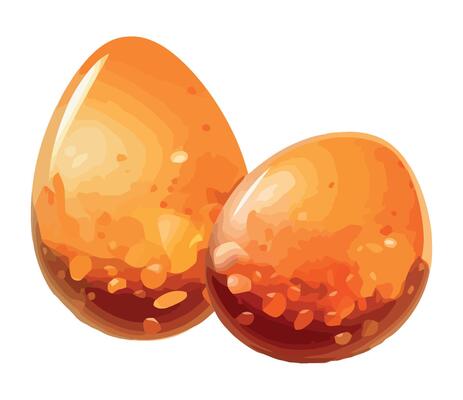 Two orange eggs on a white background