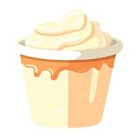A cup of whipped cream with a spoon on top vector