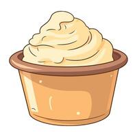 A cup of whipped cream in a brown bowl vector