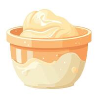 A bowl of whipped cream in a white bowl vector