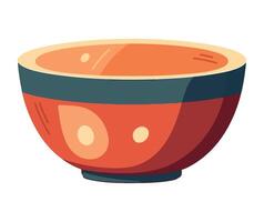 A red and orange bowl with a black rim vector